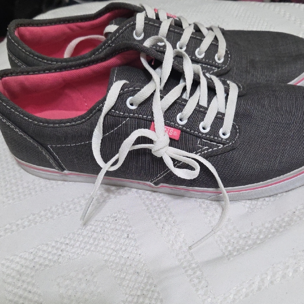 Vans Gray and Pink Canvas Sneakers